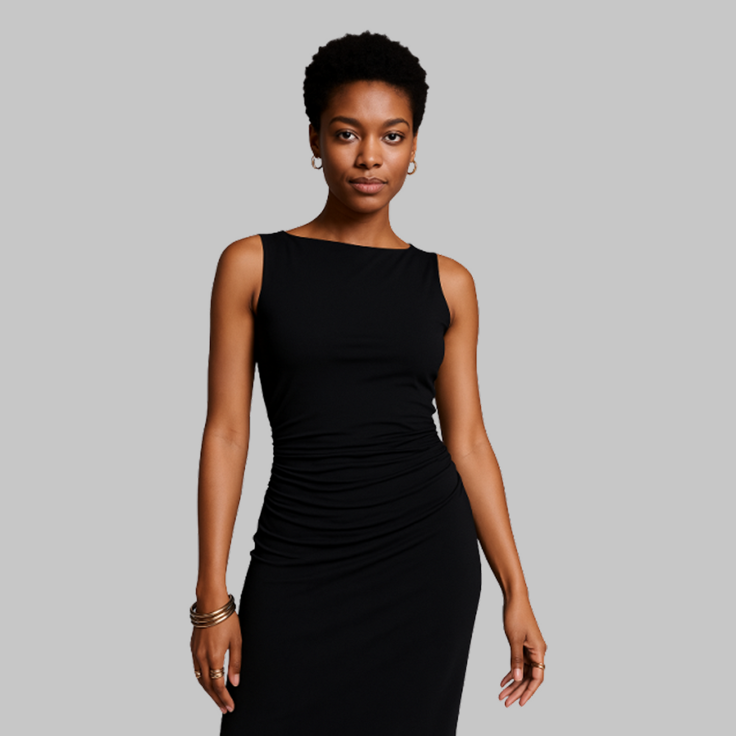 BH BOAT NECK WITH RUCHED SIDES